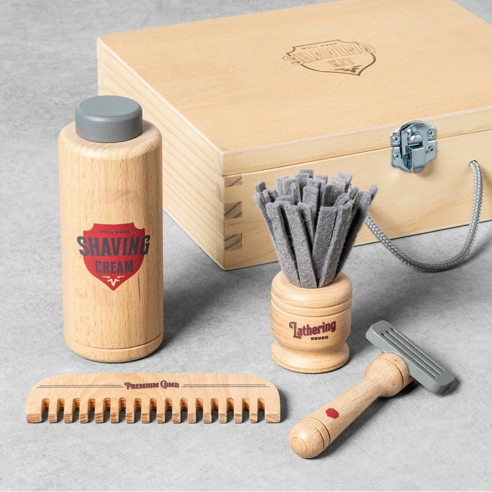 Hearth & Hand Magnolia Kids’ Shaving Set Wooden Play Shave Montessori Pretend